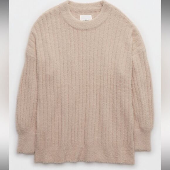AERIE | Buttercream Soft Crew Tunic Sweater in Cappuccino | M - Picture 3 of 7